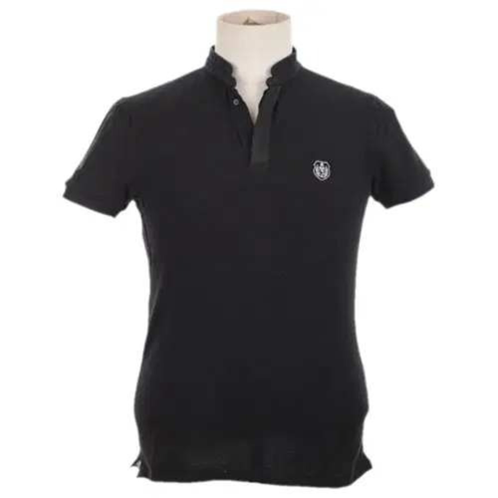 The Kooples Sport Pique Band Collar Polo Shirt Navy Blue Slim Fit Short Sleeve M